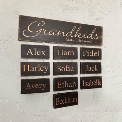 Personalized Grandparent Sign with Grandchildren's Names For Christmas Gift