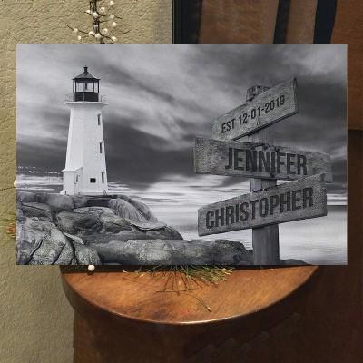 Personalized Last Name Birth Date Vintage Street Sign Multiple Names Premium Canvas Wall Art Best Gift