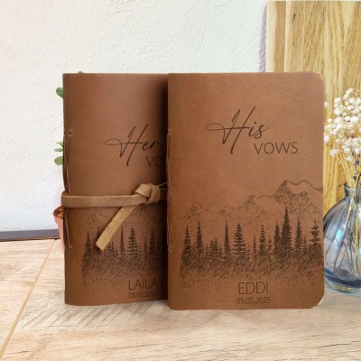 Personalized Leather His Her Vow Books Gifts for Couple Anniversary Valentines Day