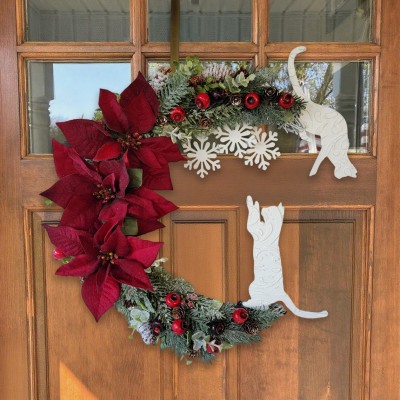 Christmas Cat Moon Wreath