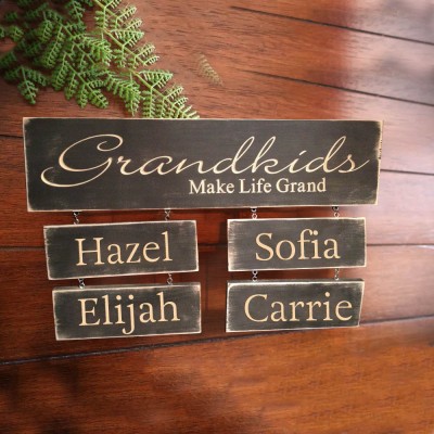 Personalized Grandparent Sign with Grandchildren's Names For Christmas Gift