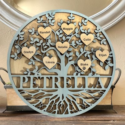 Custom Family Tree Wood Sign Home Wall Art Decor For Christmas Family Gift