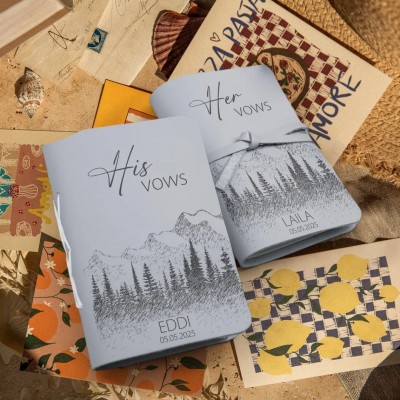 Personalized Leather His Her Vow Books Gifts for Couple Anniversary Valentines Day