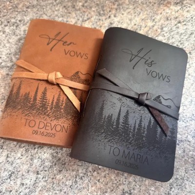 Personalized Leather His Her Vow Books Gifts for Couple Anniversary Valentines Day