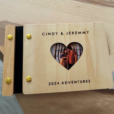 Our Adventure Book Custom Wood Couple Scrapbook For Valentine's Day Anniversary Gift