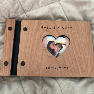 Our Adventure Book Custom Wood Couple Scrapbook For Valentine's Day Anniversary Gift