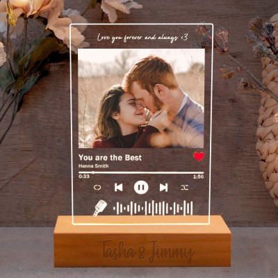 Personalized Photo Music Plaque Spotify Night Light Valentine's Day Gift For Girlfriend Boyfriend