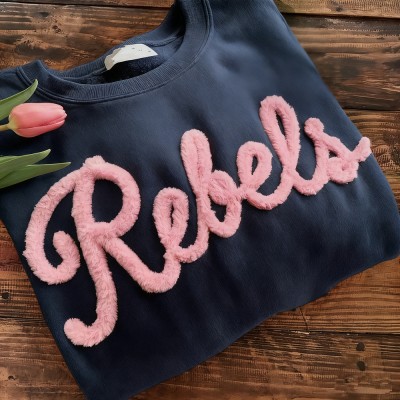 Game Day Custom Chenille Yarn Embroidered Team Sport Sweatshirt Fuzzy Letter School Spirit Shirt