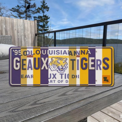 Geaux Tigers License Plate Sign – LSU Tigers Wall Art Game Day Decor Christmas Gift