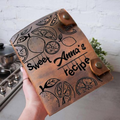 Personalized Leather Recipe Book For Mom Grandma Family Christmas Gift