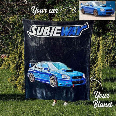 Personalized Subieway Car Fleece Blanket For Valentine's Day