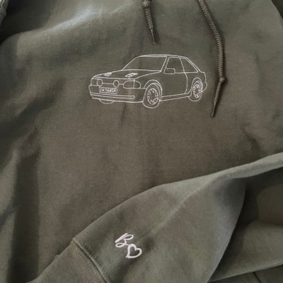 Custom Embroidered Car Outline Hoodie For Dad Men Car Lover Gift