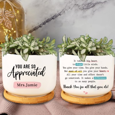 Personalized Teacher Appreciation Gift Thank You Plant Pot