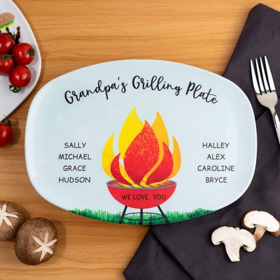 Personalized BBQ Platter With Kids Names For Father's Day Daddy's Grilling Plate
