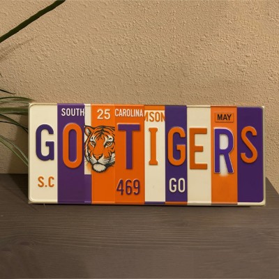 Go Tigers License Plate Sign – Clemson Wall Art Game Day Decor Christmas Gift