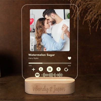 Personalized Photo Music Plaque Spotify Night Light Valentine's Day Gift For Girlfriend Boyfriend