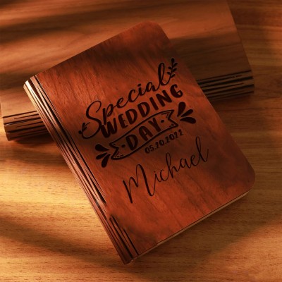 Personalized Wooden Folding Magnetic Glowing Book Lamp For Wedding Anniversary Gift