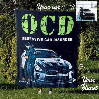 Personalized OCD Obsessive Car Disorder Car Fleece Blanket For Valentine's Day
