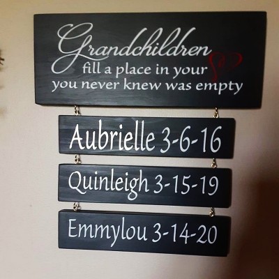 Personalized Grandparent Sign with Grandchildren's Names and Birthdates For Christmas Gift