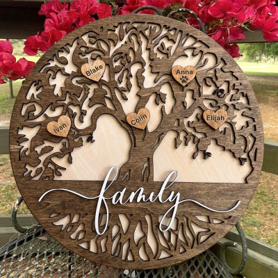 Custom Family Tree Wood Sign Home Wall Art Decor For Christmas Family Gift