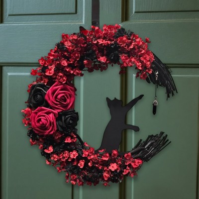 Black Cat Moon Wreath