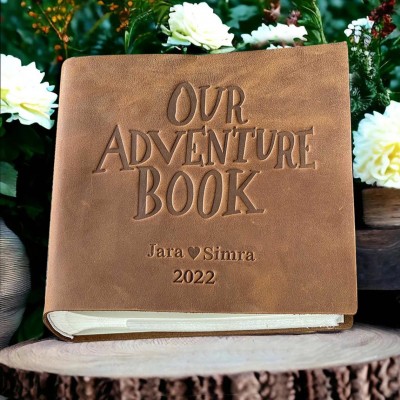 Our Adventure Book Personalized Leather Photo Album For Valentine's Day Anniversary Gift Ideas