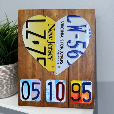 Personalized Couple License Plate Sign For Anniversary Valentine's Day Gift