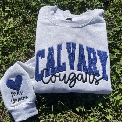 Game Day Custom Embroidered Glitter Team Sports Sweatshirt School Spirit Shirt