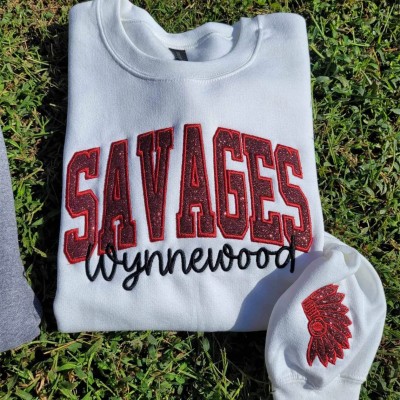 Game Day Custom Embroidered Glitter Team Sports Sweatshirt School Spirit Shirt Christmas Gift