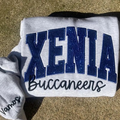 Game Day Custom Embroidered Glitter Team Sports Sweatshirt School Spirit Shirt Christmas Gift