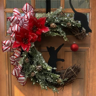 Christmas Cat Moon Wreath