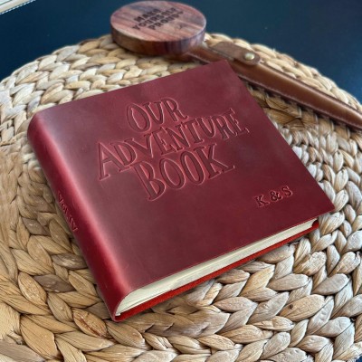 Our Adventure Book Personalized Leather Photo Album For Valentine's Day Anniversary Gift Ideas