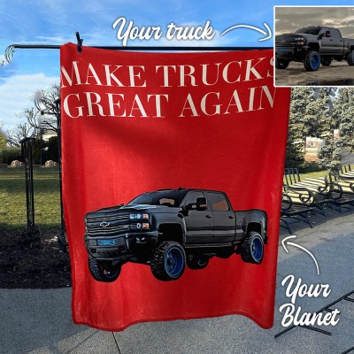 Personalized Make Trucks Great Again Truck Fleece Blanket For Valentine's Day