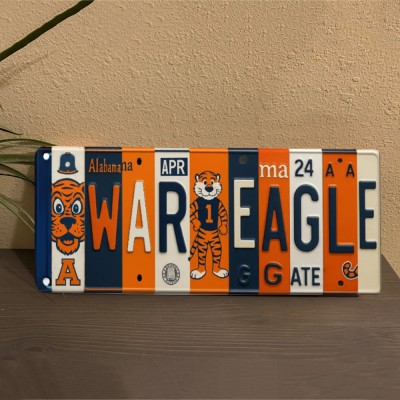 War Eagle License Plate Sign – Auburn Tigers Wall Art Game Day Decor Christmas Gift