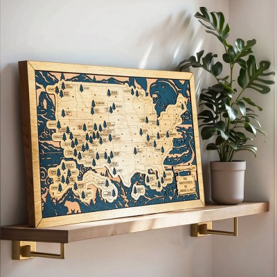 Personalized Wooden USA National Parks Travel Map Family Gift For 5th Anniversary for Hiker Nature Lovers