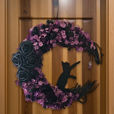 Black Cat Moon Wreath