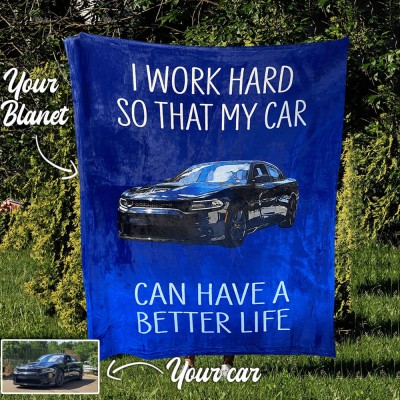 Personalized I Work Hard Car Fleece Blanket For Valentine's Day
