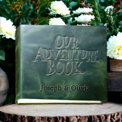 Our Adventure Book Personalized Leather Photo Album For Valentine's Day Anniversary Gift Ideas
