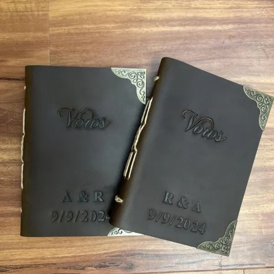 Custom Leather Vow Books Gifts for Couple Anniversary Valentines Day