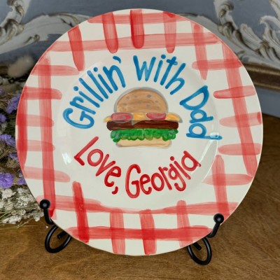Custom Grilling with Daddy BBQ Plate From Kids Funny Gift For Fathers Day