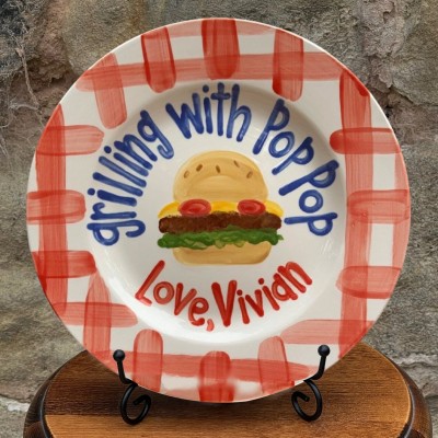 Custom Grilling with Poppop BBQ Plate From Kids Funny Gift For Fathers Day