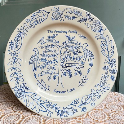 Personalized Family Tree Plate With Kids Name For Mom Grandma Gift