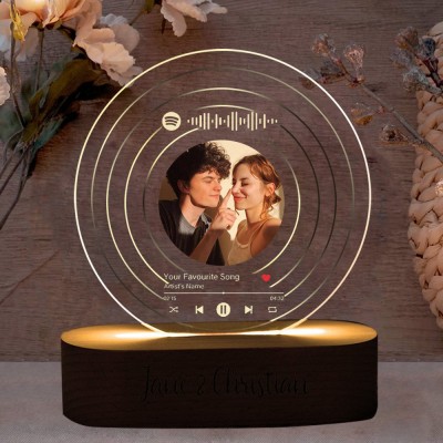 Personalized Vinyl Record Music Plaue Spotify Night Light Valentine's Day Gift For Girlfriend Boyfriend