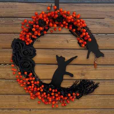 Black Cat Moon Wreath