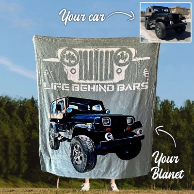 Personalized Life Behind Bars Jeep Fleece Blanket For Valentine's Day