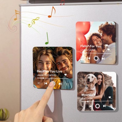 Personalized Music Photo Refrigerator Magnet Valentine's Day Gift for Her Him