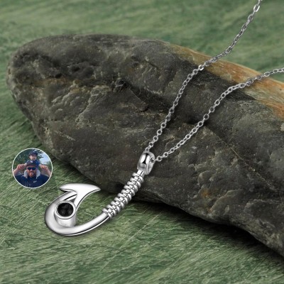 Personalized Hook Memorial Photo Projection Necklace For Dad Father's Day Gifts