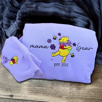Custom Embroidered Bear Mama Sweatshirt Gift Ideas For Christmas Family Gift