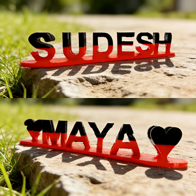 Dual Name Illusion Love 3D Printed as Valentine Sweet Gifts