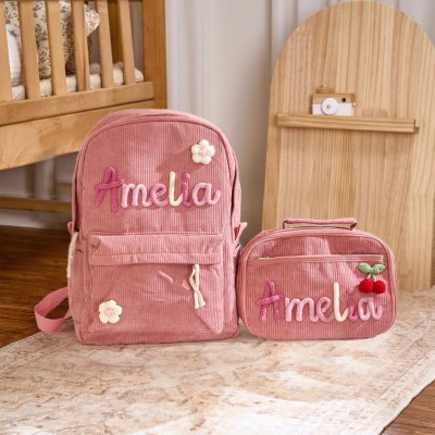 Custom Kids Backpack and Lunchbag With Name Toddler School Bag For Back To School Kit Gift
